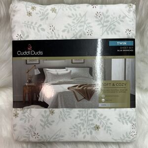 Cuddl Duds Twin Soft & Cozy Blue Branches  Sheet Set